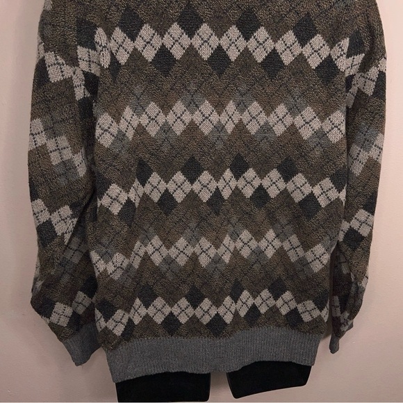 VINTAGE XLT MENS AMERICAN PORTRAIT GREEN ARGYLE SWEATER LONG SLEEVE KNIT - Picture 2 of 12